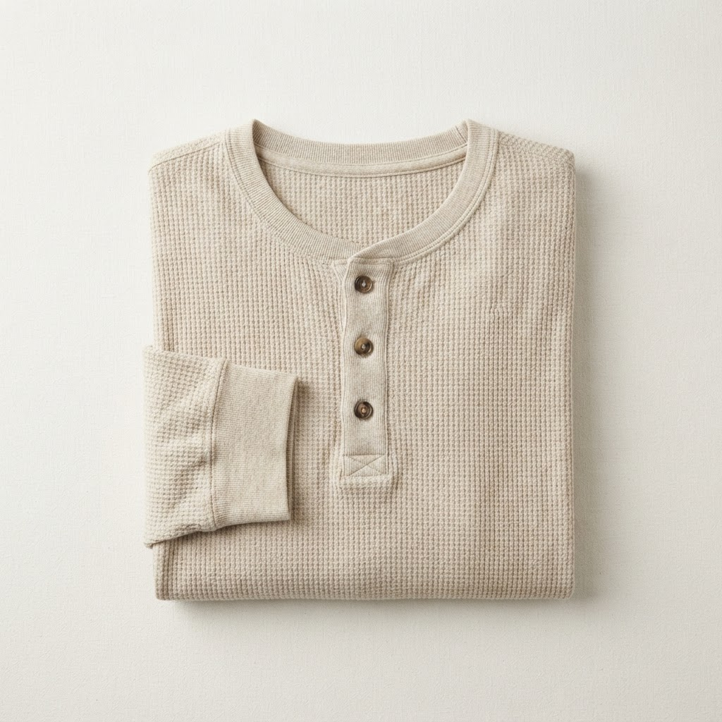 Waffle-Knit Henley