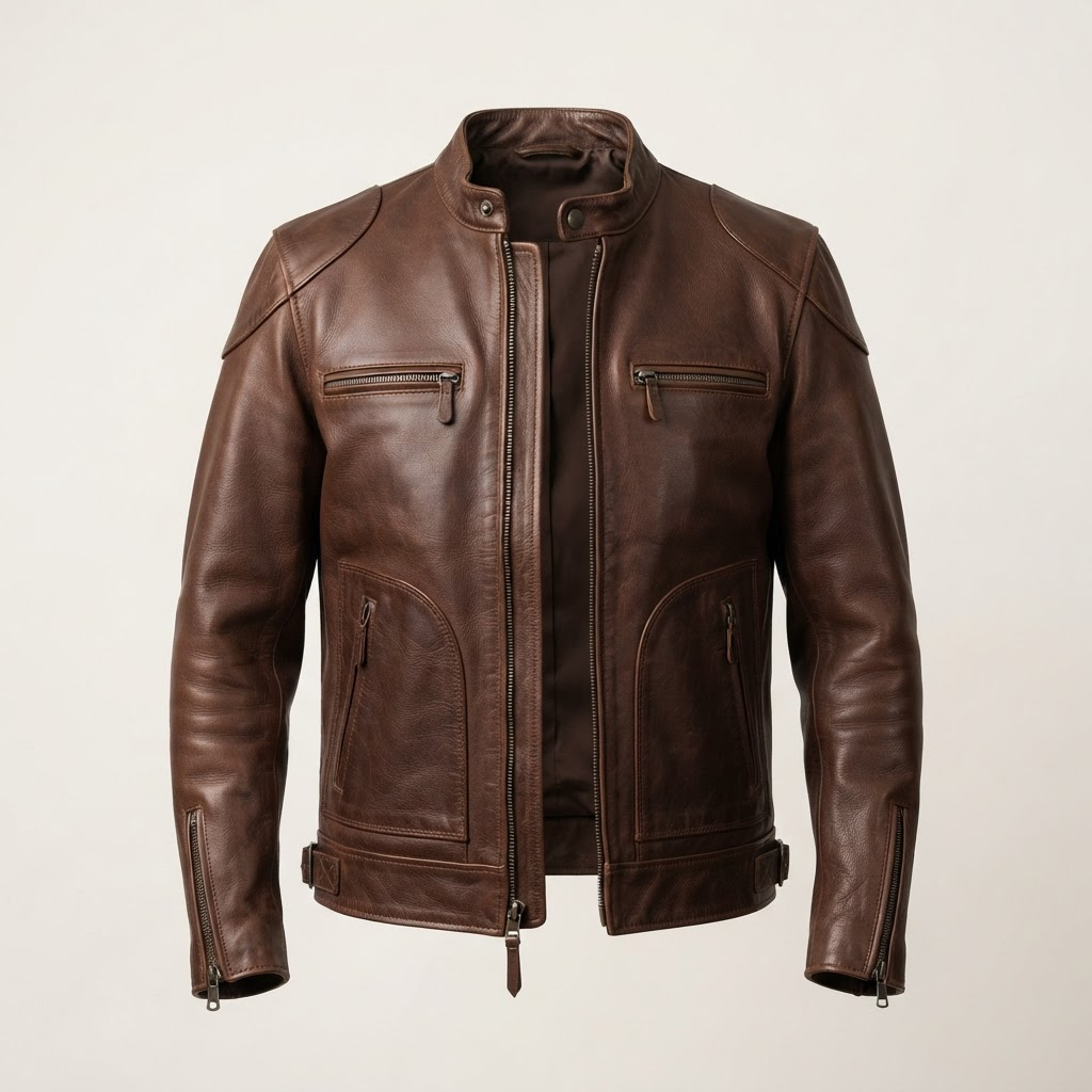Waxed Leather Moto Jacket