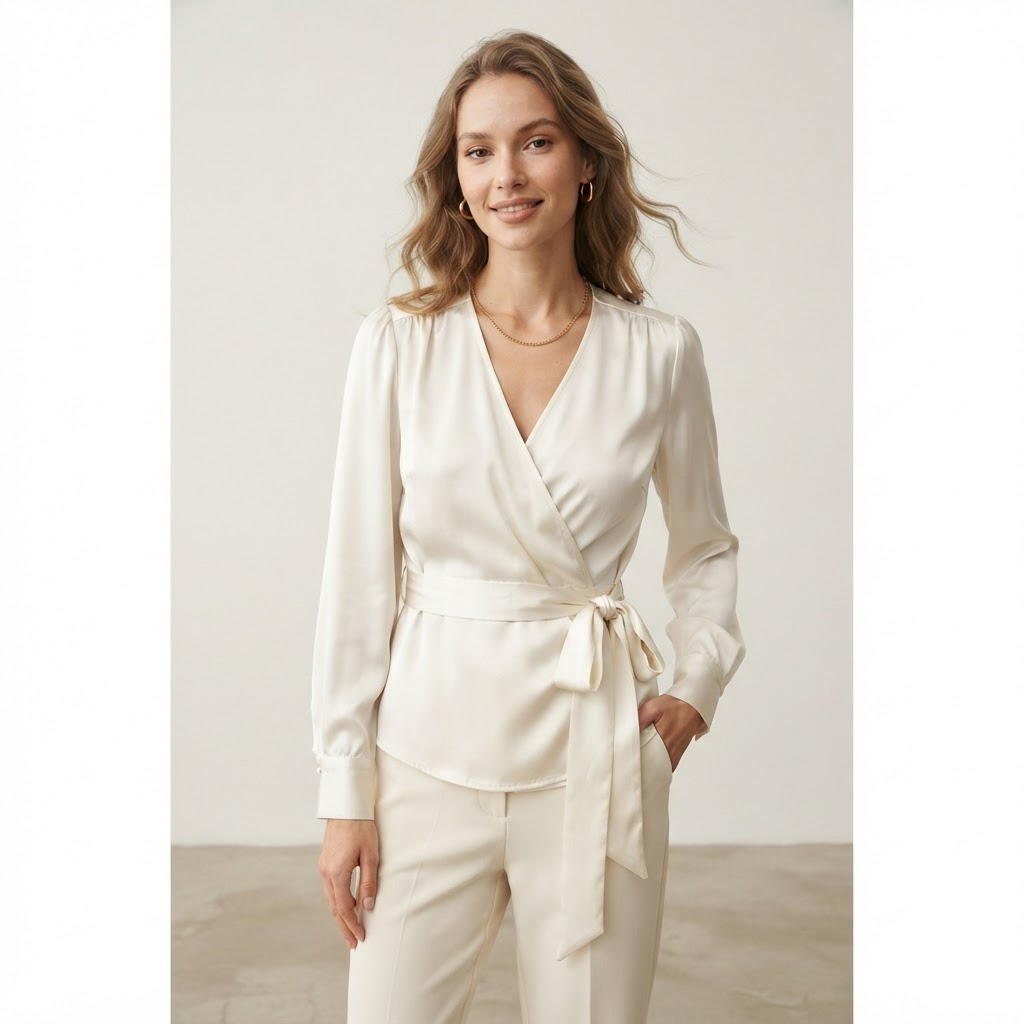 Satin Wrap Blouse